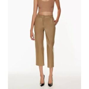 Aritzia Babaton Command Cropped Faux Leather Pant Tan size 4